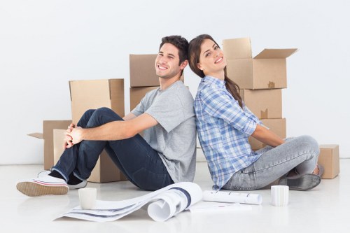 Removalists preparing a Kings Cross apartment move with boxes and furniture