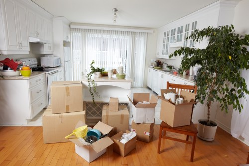 Packed household items ready for a Kings Cross moving truck