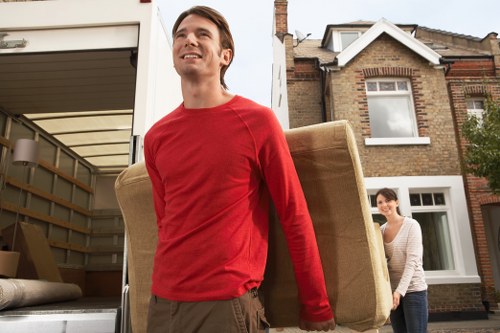 Packed boxes and furniture prepared for local removal