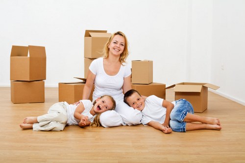Packed boxes and furniture ready for a Kings Cross house move