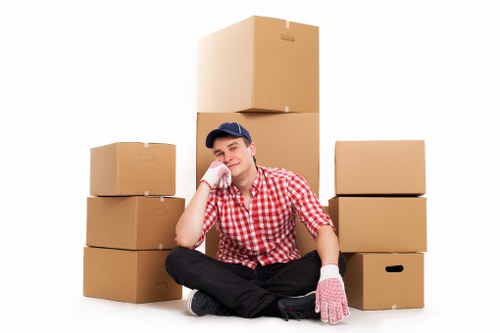 Professional movers handling commercial items near Kings Cross buildings