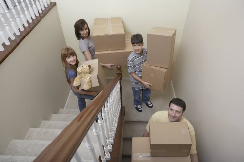 Office furniture and equipment prepared for a Kings Cross business move